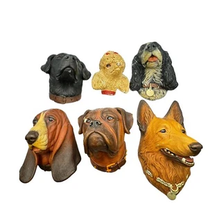 6 Targhe da Parete in Gesso Bossons Congleton Collezione Teste di Cane Made in England - Foto 1 di 13
