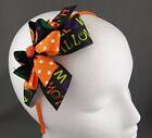 Orange Black halloween bow pumpkin ribbon wrapped thin skinny headband hair band
