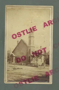 Independence IOWA CDV c1880 BAPTIST CHURCH Street Scenenr Oelwein Waterloo Jesup - Picture 1 of 2