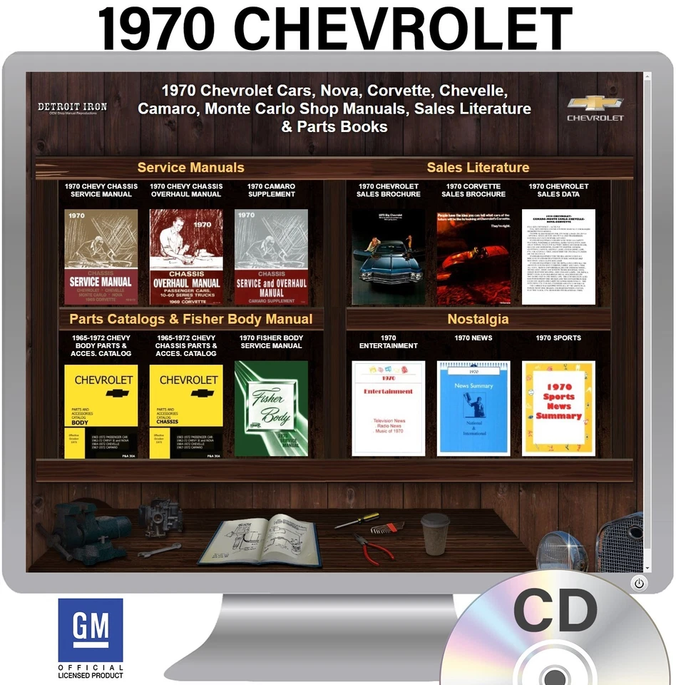 1970 Chevrolet Shop Manuals, Sales Literature & Parts Books on CD - Image 1 of 1