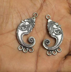 4 Pcs, 39x17mm German Silver Ganesha Earring Components - Picture 1 of 9