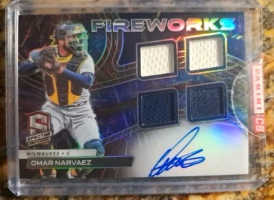 2022 Panini Spectra FFS-ON OMAR NARVAEZ Fireworks #/25 Prizm RC Quad Relic Auto - Image 1 of 2