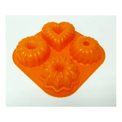 Muffinform Backform  Herz Silikon 4x Kuchen Schokolade Kuchenform antihaft rund - Bild 1 von 2