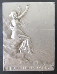 FRANCE-1902-PARIS PHOTO CLUB-ART NOUVEAU PLAQUE by DUBOIS - SILVER - VERY RARE - Picture 1 of 2
