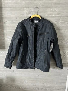 Bleu Grandeur PU Faux Fur Jacket Men's Size M Camo Navy NWT 143794 - Picture 1 of 9