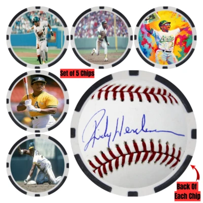 Rickey Henderson SIGNED Baseball Legends Poker Chip Set (5) - Image 1 of 2