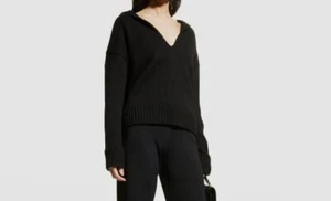$2150 Jil Sander Women's Black Oversized Cashmere-Blend Sweater Size DE 44 US 14 - Picture 1 of 3