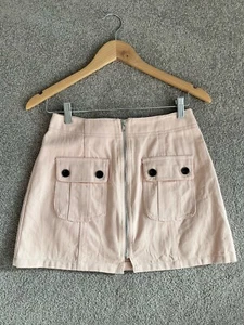 Luvalot Size 8 Pink Gorgeous Mini Skirt Zip Closure With Pockets And Buttons - Picture 1 of 6