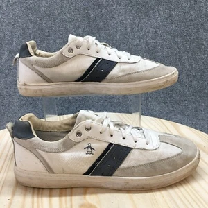Original Penguin Mens 10.5 Frost Sneakers Walking White Blue Leather Lace Up Low - Picture 1 of 19