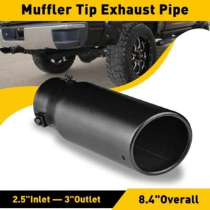 Car exhaust tip MAX2.5'' inlet Black Coated Stainless Steel Muffler Pipe Bolt on - Picture 1 of 9