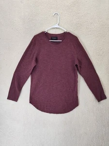 Pacsun Men Shirt Medium Burgundy Heathered Linen Blend Long Sleeve Scallop Fit - Picture 1 of 17