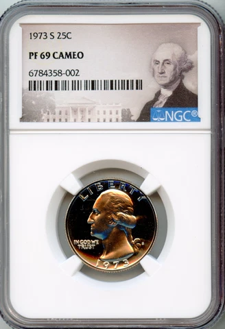 NGC - Washington Quarter - 25c - 1973 S - PF-69-CA - Cameo Cover