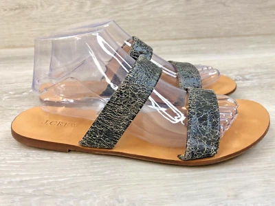 J Crew Women's Sandal Black Leather 7.5 Slip On Italy Casual Minimalist Shoes - Image 1 of 4