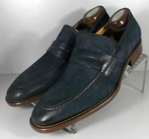 242057 SPi60 CORMAC PENNY MENS SHOE 9 M NAVY SUEDE MADE IN ITALY JOHNSTON MURPHY