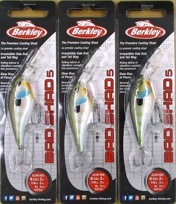 (3) Berkley 1/4 OZ 2" Bad Shad 5 Sonajero Crankbaits Natural Bluegill BHBBS5-NBG Foto 1 de 3