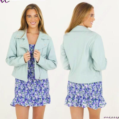 Womens Ladies PU Leather Jacket Short Bolero Coat Cropped Light Biker Bomber Zip - Image 1 of 4