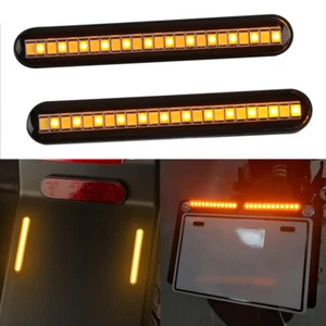 Motorcycle LED Turn Signals Indicator Strip Blinker Lights Amber/White Universal - Picture 1 of 16