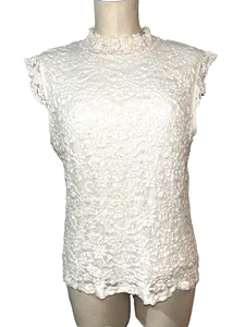 Dressbarn Women’s Vintage Stretch Lace Top size XL Mock Neck Boho Romantic Fairy - Picture 1 of 8