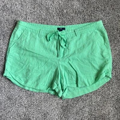 Pantalones cortos con puños de algodón lino verde talla 18 Gap para mujer  Foto 1 de 4