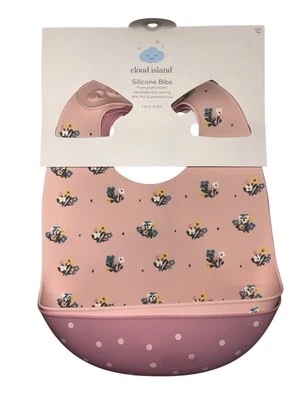 Baberos de silicona - 2pk - Flores/puntos - Cloud Island™ Foto 1 de 2