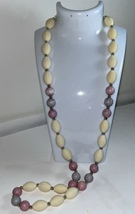 VTG NAPIER Necklace colorful Pale pastel decor gold tone Bead Spacers 14" Drop - Picture 1 of 8