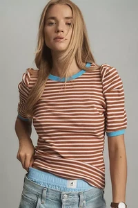 Maeve by Anthropologie Puff Sleeve Striped Top in Size Small, Sold Out - Picture 1 of 11