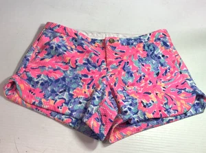 Lilly Pulitzer Adie Knit Shorts 24916 Stretch Pink Blue Sz 0 27 waist - Picture 1 of 10