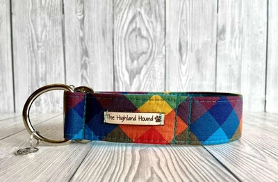 1.5" Harlequin Handmade Fishtail Martingale Dog Collar Greyhound, Whippet - Image 1 of 4