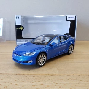 SASBSC Tesla Model S 100D Pull Back Power Diecast 1:32 Blue - Picture 1 of 21