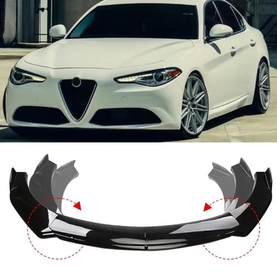 For Alfa Romeo Giulia 17-21 Glossy Black Front Bumper Lower Lip Spoiler Splitter — 第 1/4 张图片