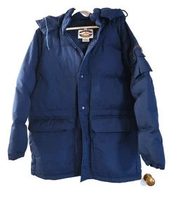 Midwest Trader dunkelblau Daunenmantel Damen L viele Taschen Zugschnur Kapuze - Bild 1 von 10