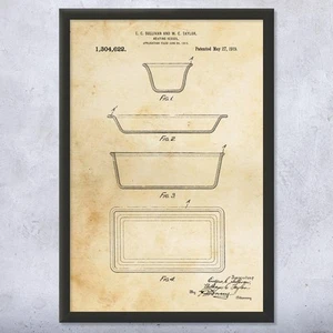 Baking Dish Patent Wall Art Poster, Canvas or Framed Kitchen Decor Baker Gift - Picture 1 of 15