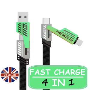 4 in 1 Multi USB PD Charger Charging Cable Cord For iPhone USB C Samsung Android - Picture 1 of 18