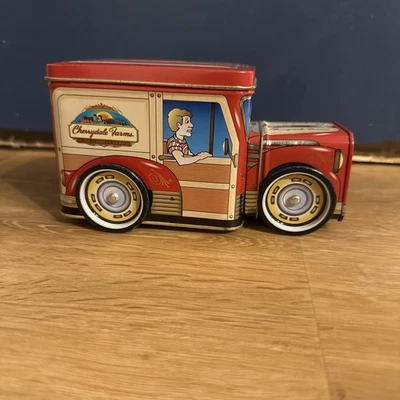 Banco de monedas de camión de reparto de hojalata Cherrydale Farms de colección Foto 1 de 3