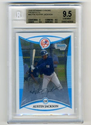 Austin Jackson Bowman 2008 Chrome Prospects #BCP50 BGS gema como nueva 9,5 Foto 1 de 2