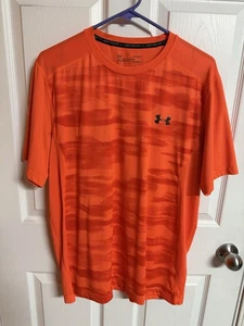 Under Armour HeatGear Fitted Shirt Herren Large Orange Camo Athletic Tee - Bild 1 von 8