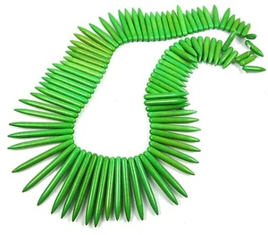 20-48mm Lime Green Turquoise Graduated Spike Beads 18" - Picture 1 of 3