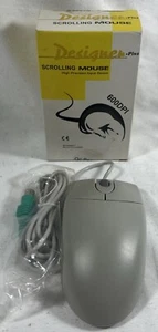 Vintage Computer Mouse 3-Button PS/2 Scrolling Rollerball (Beige) - Picture 1 of 7