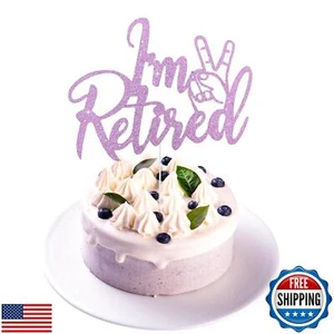BEISHIDA I'm Retired Cake Topper Happy Retirement Cake Decoration Light Purpl - Picture 1 of 5