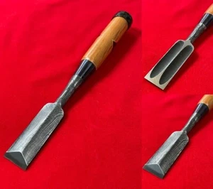 Japanese chisel dovetail Shinogi nomi 鎬鑿 24mm (Mokume) Blue Steel#2 羽生康 - Picture 1 of 12