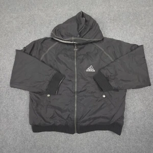 vtg Adidas Jacket Kids LARGE Black reversible Windbreaker Long Sleeve Size L - Picture 1 of 10