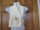 $75 Irish Style Hand Knit Neck Warmer Scarf Beige Wool Blend Button Wrap 40" 6"