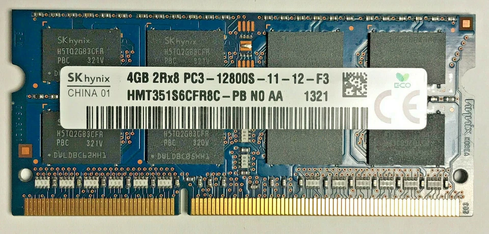 SK Hynix 4GB 2Rx8 PC3-12800S DDR3 1600MHz Laptop SDRAM HMT351S6CFR8C-PB - Image 1 of 1