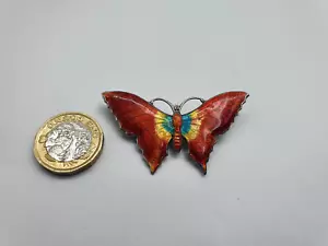 Vintage Silver Enamel Butterfly Brooch - Picture 1 of 10