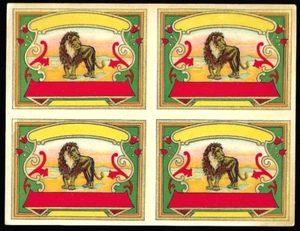 Etiqueta litográfica victoriana león animal hermoso vibrante años 1890 - Imagen 1 de 3