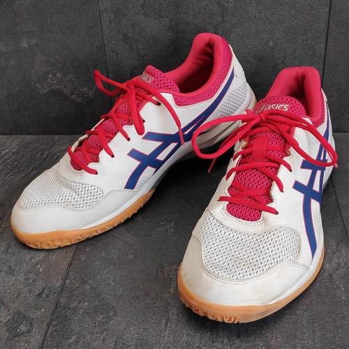 Scarpe da pallamano ASICS Gel Rocket numero 48 bianco blu rosa B706Y sneaker sportive uomo