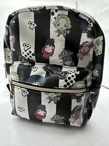 BEETLEJUICE MINI BACKPACK Warner Brothers New NWT Striped Black And White - Picture 1 of 10