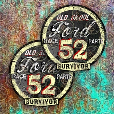 1952 Ford Pop, Anglia, Hot Rod,Rat Stange X 2 Old Skool Decals, 75mm, Qualität - Bild 1 von 2