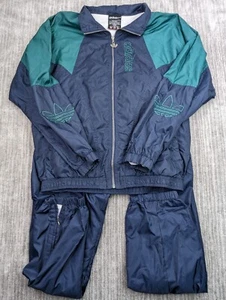 Vintage Adidas Track Suit 2 Piece Set Jacket Pants Big Trefoil 90s Mens Large - Picture 1 of 20