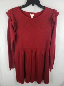 Cat & Jack Red Sparkling Long Sleeve Sweater Dress Sz XL - Picture 1 of 11